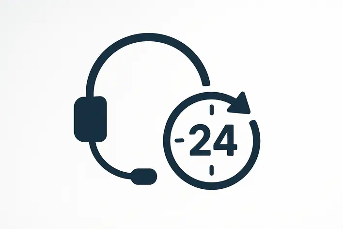 To visually represent the availability of 24/7 professional customer support, a key feature for user trust and convenience.