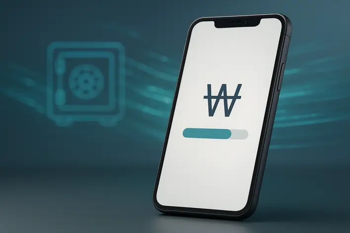 To illustrate the platform's key feature: a fast, secure, and automated deposit/withdrawal system for Korean Won (KRW) currency, emphasizing convenience and trust.