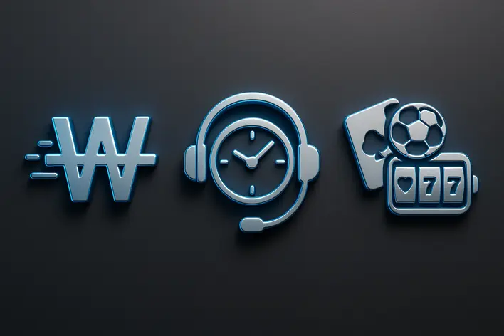 To illustrate the key features of a trustworthy online gambling site as described in the checklist, such as fast KRW transactions, 24/7 support, and a variety of games.