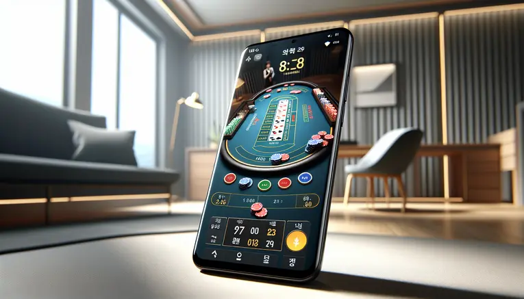 To illustrate the convenience and modern experience of playing live dealer baccarat on a mobile device, highlighting the use of Korean Won (KRW).